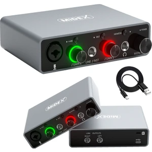 GLX-700GR Üst Segment Usb Stüdyo Ses Kartı 2 Giriş 2 Çıkış 24bit/192kHz