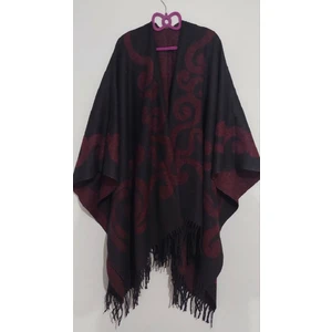 Çift Taraflı Kalın Panço Anne Omuz Atkı Şal