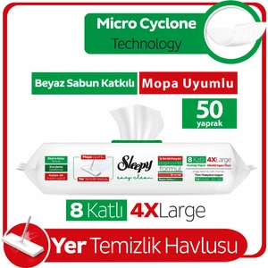 Easy Clean Beyaz Sabun Katkılı Mopa Uyumlu Yer Temizlik Havlusu&Mendili 50 Yaprak

