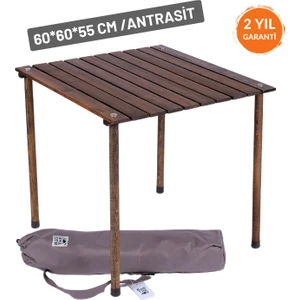 Bag The Joy L 60x60x55 CM Ahşap Katlanır Rulo Kamp ve Piknik Masası - Antrasit