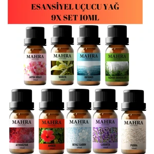 9'lu Set Esansiyel Uçucu Koku Yağı Ortam Oda Kokusu 10 ml x 9