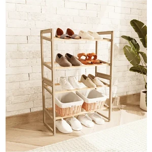 4 Katlı Ayakkabılık Ahşap Çubuklu Ayakkabılık 4 Katlı - 50 cm