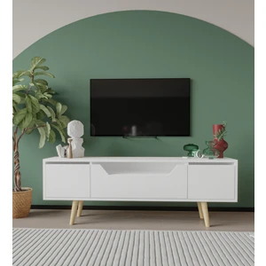 VM VERTEX MOBİLYA Roma Ahşap Ayaklı Tv Ünitesi Tv Sehpası Beyaz 150 cm