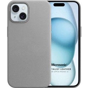 Apple iPhone 15 Kılıf Metalist Leather Gri