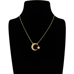 Işıltılı Ay Yıldız Çelik Kolye