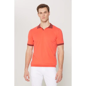 Altınyıldız Classics Erkek Mercan Standart Fit Normal Kesim Polo Yaka %100 Pamuk Triko Tişört