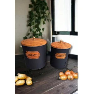 Desenli Metal 2 Li Patates Soğan Sepeti