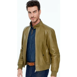 Akando Haki Erkek Bomber Deri Ceket
