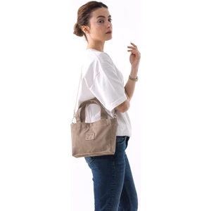 ZZ Design Mini Mumlu Kanvas Kumaş Küçük Boy Kadın El ve Omuz Çantası Bej Renk Çantası