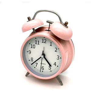 16CM Büyük Boy Akar Saniyeli Alarm Çalar Saat - Nostaljik Masa Saati Pembe