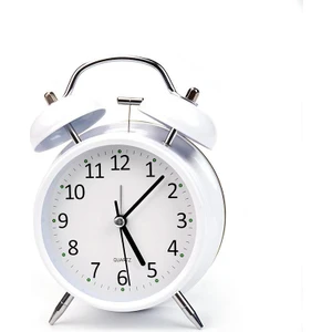 16CM Büyük Boy Akar Saniyeli Alarm Çalar Saat - Nostaljik Masa Saati Beyaz