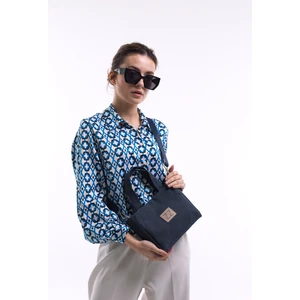 ZZ Design Mini Mumlu Kanvas Kumaş Küçük Boy Kadın El ve Omuz Çantası Lacivert Renk Çantası