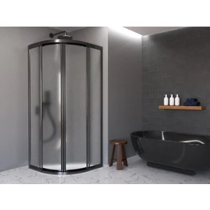 Nokta Duşakabin 100X100 Oval Teknesiz Duşakabin Siyah Profil Mika Camlı