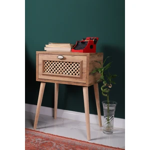 Mbk Ahşap Yatakbaşı Başucu Komodin Kapaklı Komidin Yan Sehpa Çam-Atlantik Çam Çerçeveli