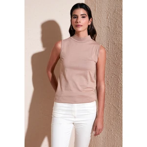 Pamuklu Kolsuz Dik Yaka T Shirt Kadın T Shirt 5865710