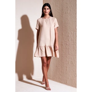 Bisiklet Yaka Etek Ucu Volanlı Regular Fit Elbise Kadın Elbise 611EL00520