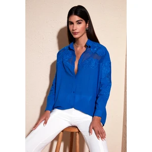 Güpürlü Pamuklu Regular Fit Ince Gömlek Bayan Gömlek 51442276