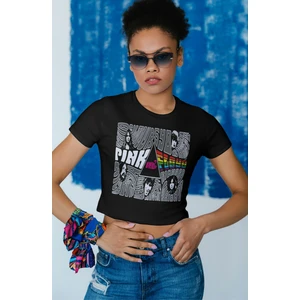 Fuddy Moda Pink Floyd Baskılı Crop Top, Kadın Rock Temalı Crop Bluz