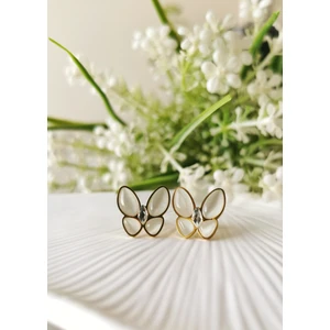 Halley Concept Paslanmaz Çelik Sedefli Kelebek Kadın Küpe