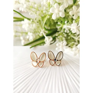 Halley Concept Paslanmaz Çelik Sedefli Kelebek Kadın Küpe