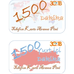 Ankesörlü Telefon Arama Kartı Pini 1500 Dakika Yurt Içi