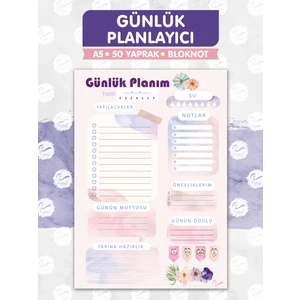 Tuğset Etiket Günlük Planlayıcı Planner 50 Yaprak - Planlayıcı Defter Bloknot To Do List (A5 15X21) 50 SYF.-T967