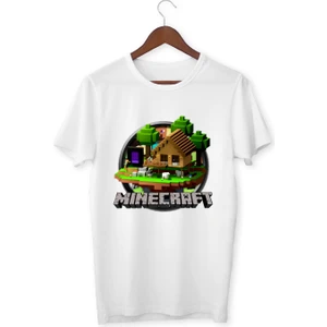Yapo Ticaret Minecraft Baskılı Beyaz Tişört