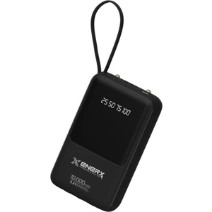 10000 mAh Hızlı Şarj Powerbank (2 A) – Dahili Lightning & Type-C Kablo, Siyah