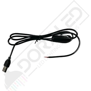 Dora Led 100 cm Swich Li USB Erkek Kablo 2 Amper Ucu Açık Anahtarlı Siyah USB Kablo