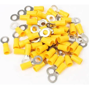 25 Adet Maasco Yuvarlak Tip Kablo Ucu Terminal Pabuc 4-6 Mm2 Sarı (4.0-6.0 Mm2)-M6 Delik
