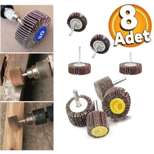 Mini Gravür Makinaları Için Mop Flap Disk Zımpara Seti 8li 3mm Sap Çoklu Yaprak Zımpara Takımı