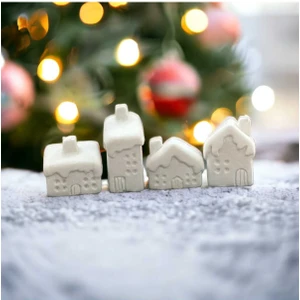 By Hobi Yap 4'lü Yılbaşı Evleri Mum Silikon Kalıp Seti ( 4-5-6 cm Arası Mumlar )