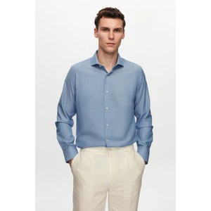 D'S Damat Slim Fit Koyu Mavi İtalyan Yaka Gömlek 2HF02ORT5185