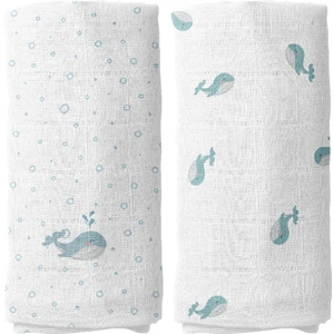 Casadora Baby Aqua Nakışlı 100% Pamuk Müslin Örtü Seti (90X90 cm 2'li)