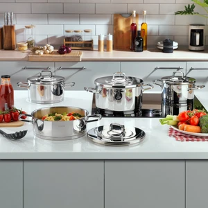 New Prime Çelik Tencere Seti  8 Parça-Inox