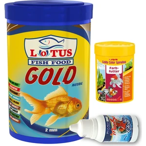 Gold Natural Granül 1 Lt Japon Balığı Yemi, Sera Goldy Color Spirulina 100ML, Clear Berraklaştırıcı