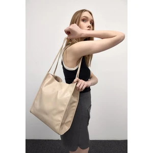 Shule Bags Mat Rugan Vintage Omuz Çantası Miguel Krem