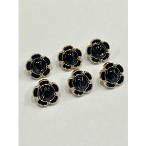 Karan Tuhafiye Papatya Düğme/ Papatya Sedefli Model / Siyah / 6 Lı Set / 1,8 cm