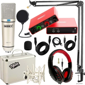 Special Paket-2 Stüdyo Ekipmanları GLX-700RD Ses Kartı CX1 Mikrofon Kulaklık Stand