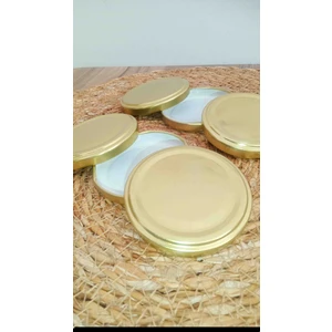 Küçük Işıklar Cam Kavanoz Kapağı 20 Adet 210CC Gold Renk Kavanoz Kapağı 63MM, Mama Yoğurt Kavanoz Kapağı