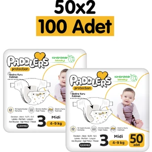 Protection Bebek Bezi 3 Numara Midi 100 Adet (4-9 Kg) 2'li Jumbo Set