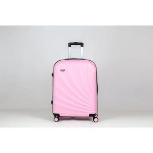 Abs 4 Tekerlekli Büyük Boy Yerli Üretim Seyahat Çantası Valiz Pembe Midye Desen