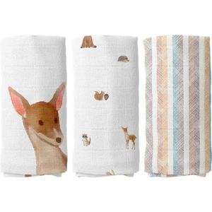 Casadora Baby Forest Amigos %100 Pamuk 3'lü Müslin Örtü Seti - 70X70 cm