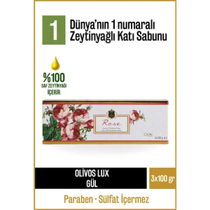 Doğal Lux Gül Ve Zeytinyağlı Katı Sabun Zeytinyağı El Sabunu Yoğun Nemlendirici 3 Adet 100 gr