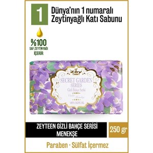 Doğal Gizli Bahçe Seri Menekşe Ve Zeytinyağlı Katı Sabun Menekşeli Zeytinyağı El Sabunu 250 gr