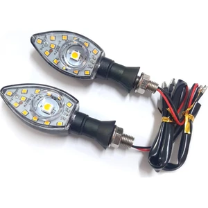 Motosiklet Üniversal LED Sinyal Beyaz Camlı Mercekli Sarı Işık