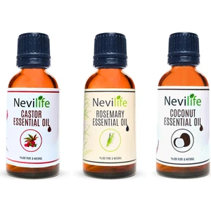 3'lü  Bakım Yağları Biberiye Yağı 20 ml, Hindistan Cevizi Yağı 20 ml, Hint Yağı 20 ml
