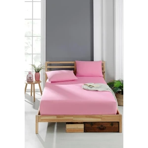 İsmail Gürel Tek Kişilik Lastikli Çarşaf 120X200  +30 cm  +1 Adet 50X70 Kapaklı Yastık  Pembe Renk