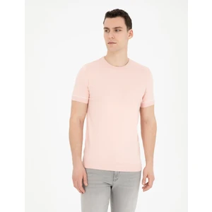 Pierre Cardin Erkek Açık Pembe Slim Fit Bisiklet Yaka Triko Tişört 50288117-VR078