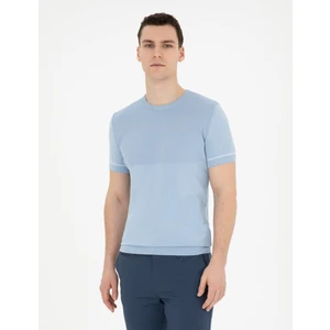 Pierre Cardin Erkek Mavi Slim Fit Bisiklet Yaka Triko Tişört 50288117-VR095